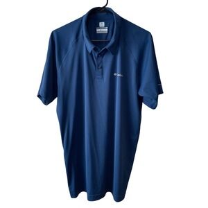 Columbia Men's Large Polo Shirt Blue Omni Freeze Zero Sweat Activated Cooling